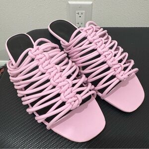 NEW - Rebecca Minkoff Pink Knotted Slide Sandals - Women 8